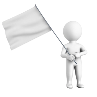 3D Character Holding a White Flag
