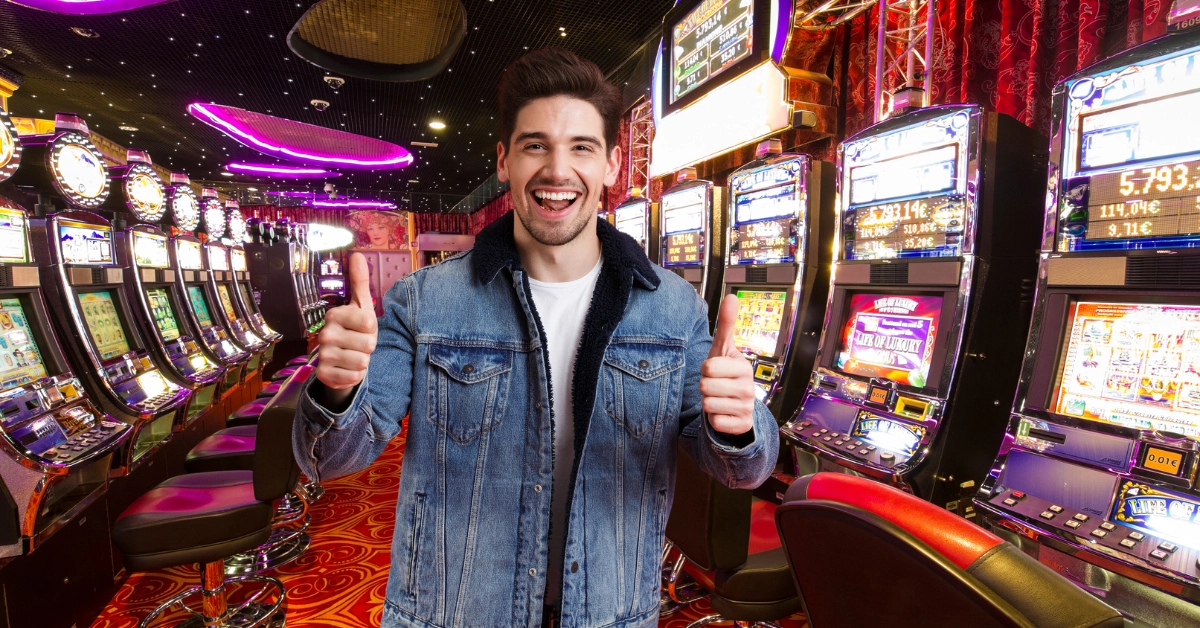 Happy Man Thumbs Up at a Casino