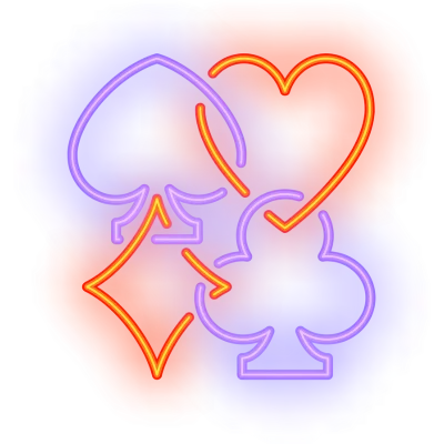 glowing spade, heart, diamond and club all intertwined