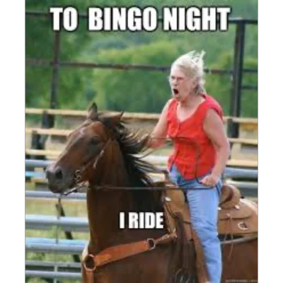 grandma on horse bingo meme