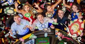 group of people having casino party