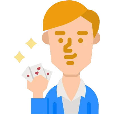 male gambler holding three playing cards