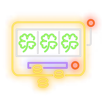 Slot Machine with Three Clover Leaves Neon Sign