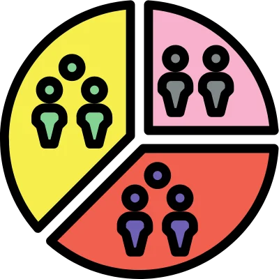 people inside pie graph