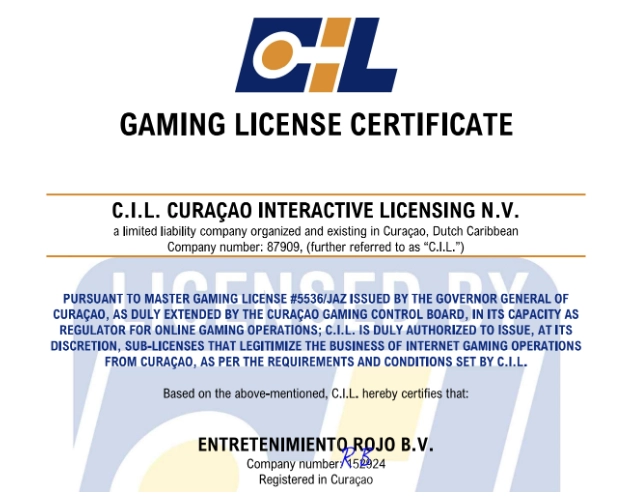 Gaming License Certificate - Curacao