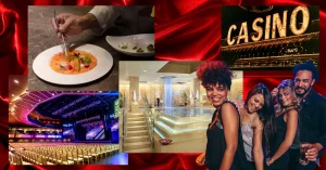 Golden Casino Sign - Gourmet Food - Live Event Hall - High-end Spa