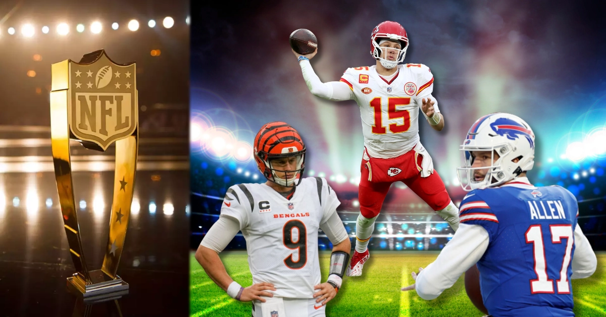 NFL MVP Trophy - NFL Players - Joe Burrow (Cincinnati Bengals) - Josh Allen (Buffalo Bills) - Patrick Mahomes (Kansas City Chiefs)