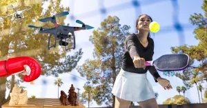 Woman Playing Pickleball - Drones Racing - Chess Boxing