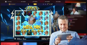 Slots Gaming Stream - Man Looking Entertained Using Touchpad