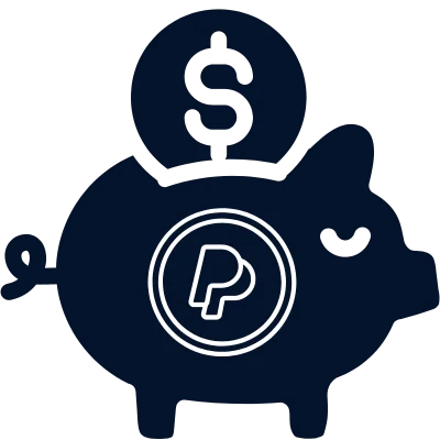 piggy bank with paypal icon