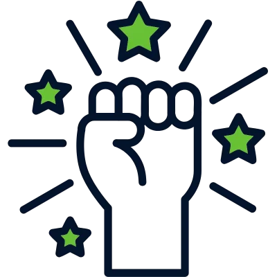 fist with stars around